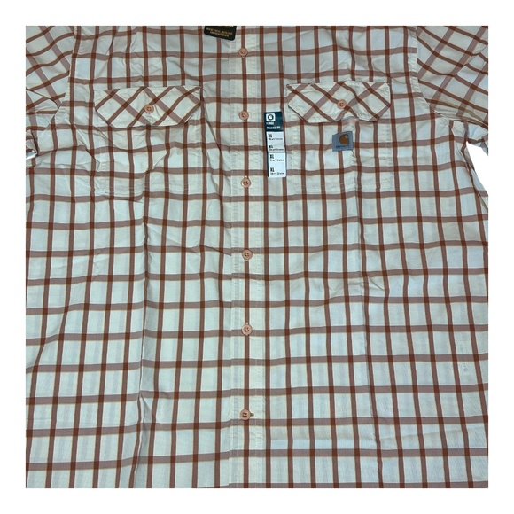 Carhartt 105187-227 Burnt Clay Force Relaxed Fit Plaid Short Sleeve Shirt XL - Picture 2 of 2